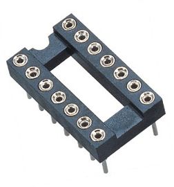 WCON 2.54mm IC Socket DIP رأس دبوس دائري H = 3.0 ، L = 7.43 صف الملعب 7.62 أسود ROHS